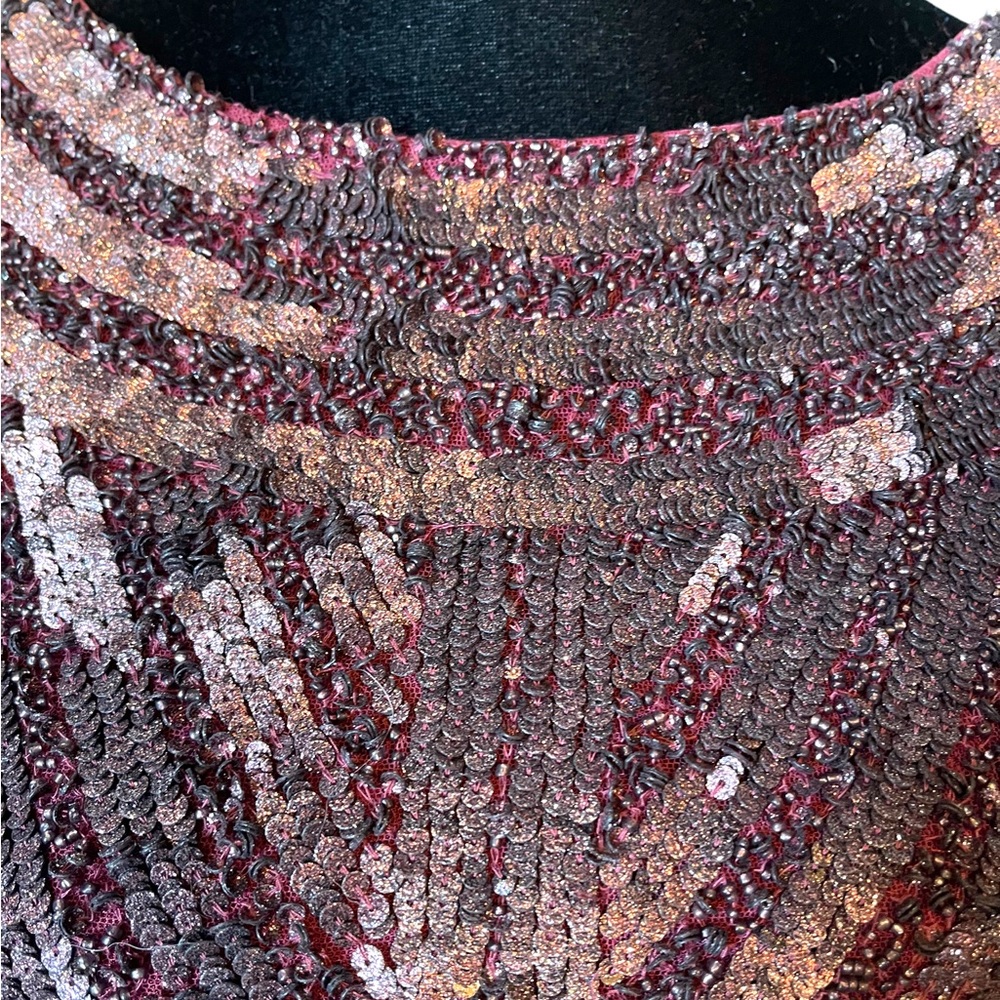 Theia Burgundy Sequin Top - Picture 4 of 11